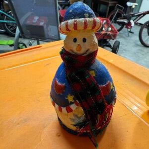 Festive Snowman Figurine with Scarf